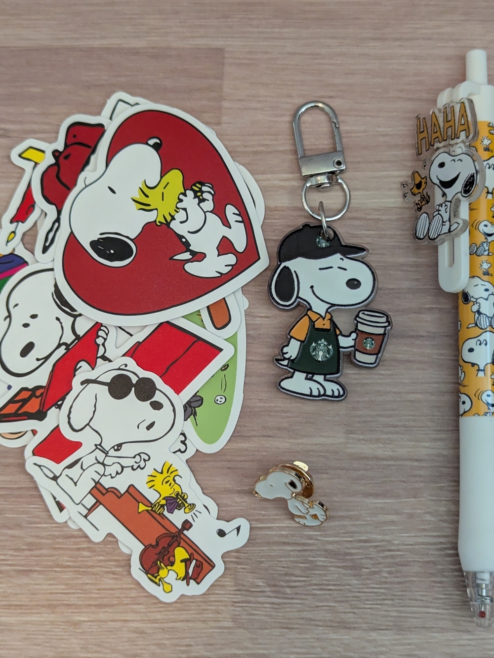 Snoopy Starbucks Keychain, Pin, Stickers And Pen